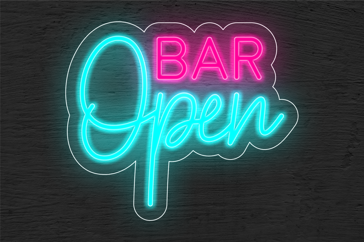 &quot;BAR Open&quot; Two Color LED Neon Sign