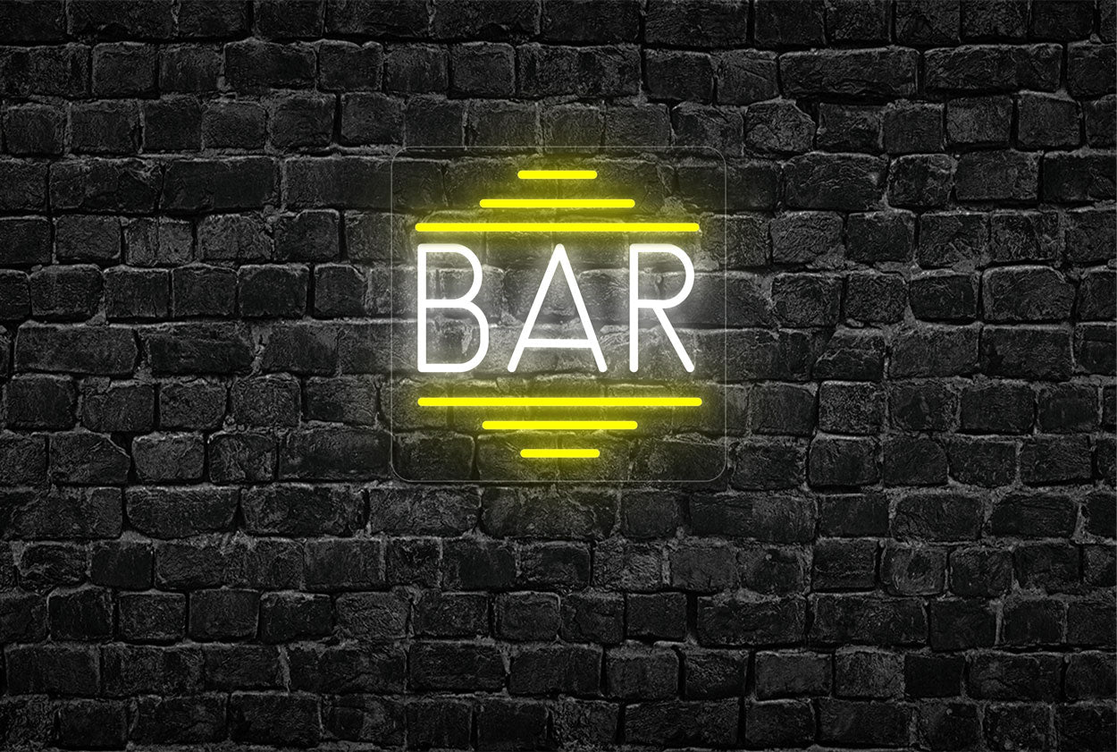 "BAR" with 3 Lines on Top and Bottom LED Neon Sign