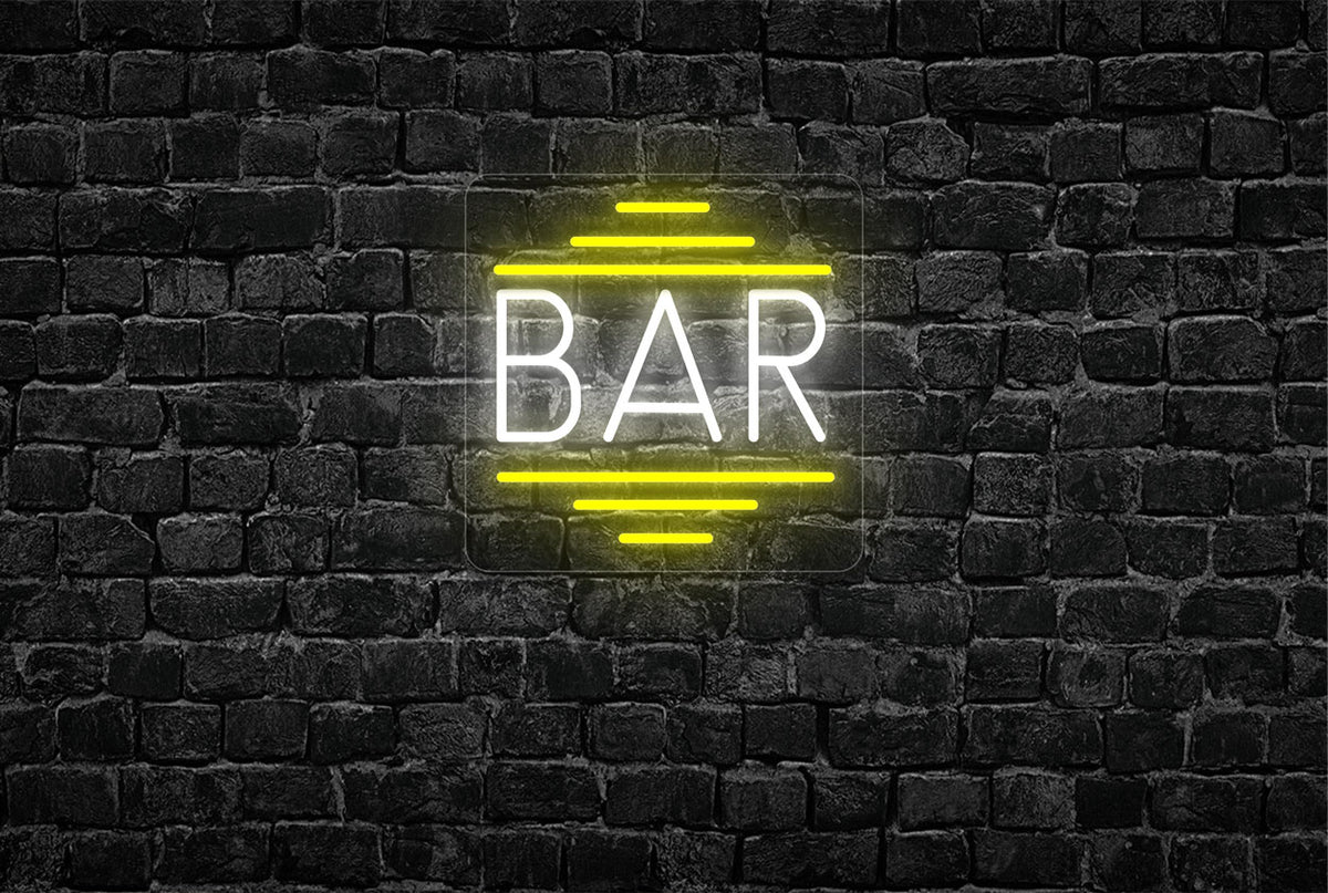 &quot;BAR&quot; with 3 Lines on Top and Bottom LED Neon Sign