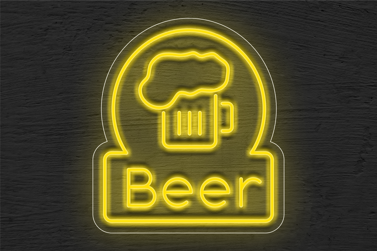Mug and &quot;Beer&quot; with Border LED Neon Sign
