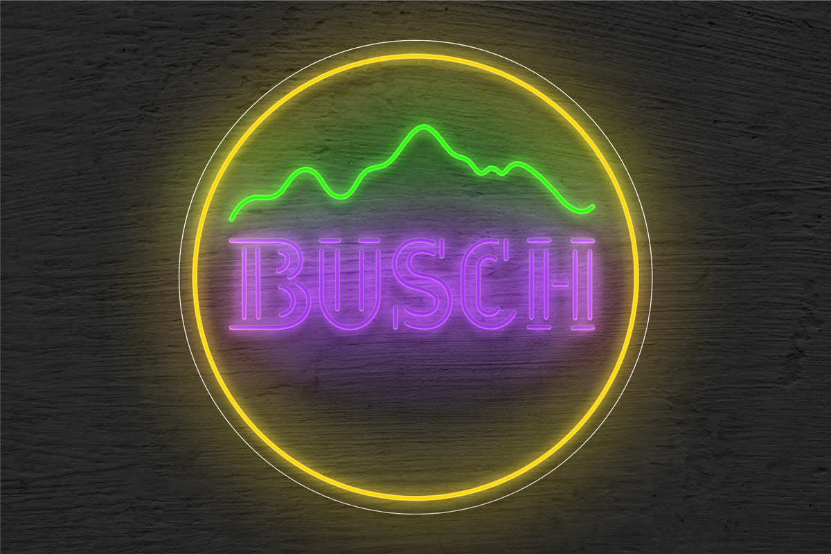 &quot;BUSCH&quot; with Mountain and Border LED Neon Sign