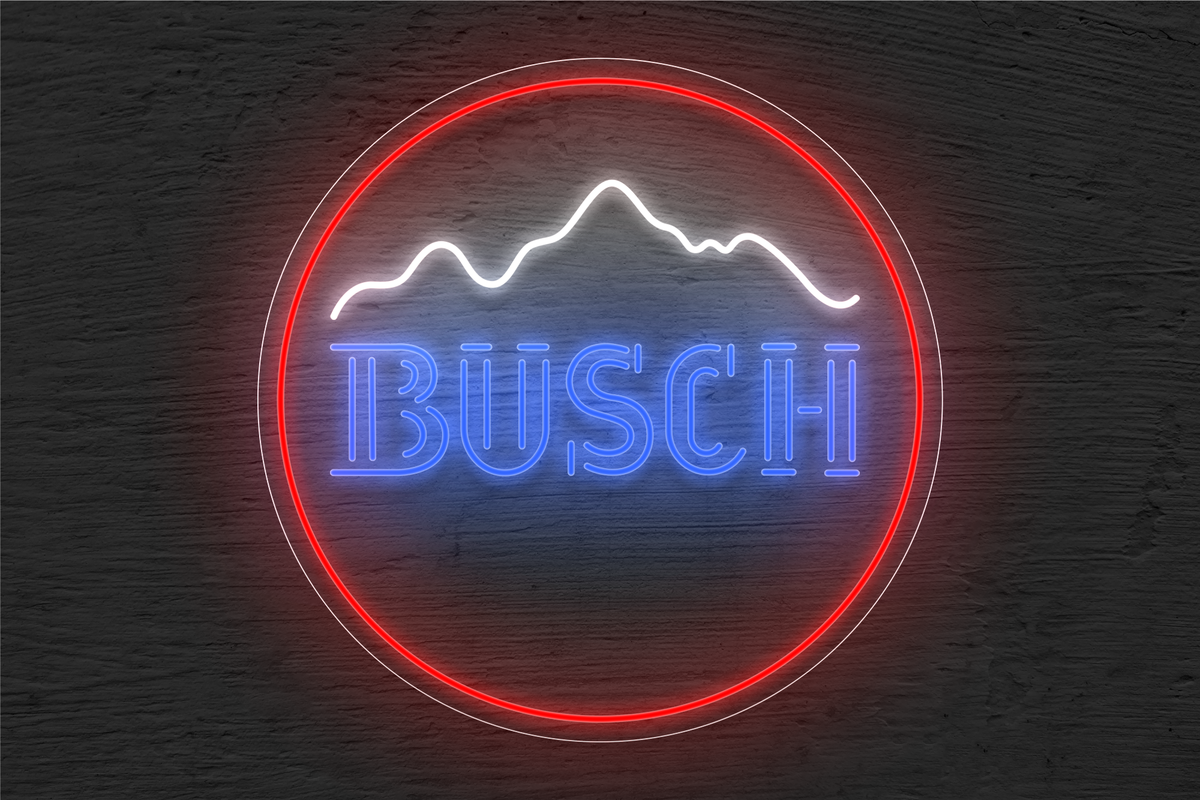 &quot;BUSCH&quot; with Mountain and Border LED Neon Sign