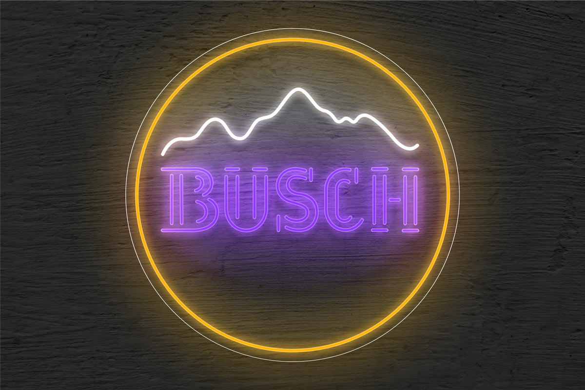&quot;BUSCH&quot; with Mountain and Border LED Neon Sign
