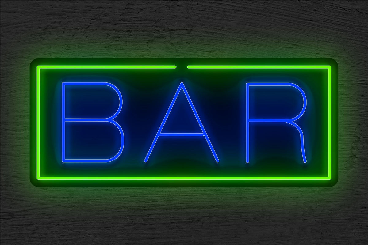 &quot;BAR&quot; with Blue Border LED Neon Sign