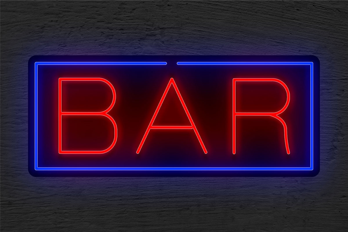 &quot;BAR&quot; with Blue Border LED Neon Sign