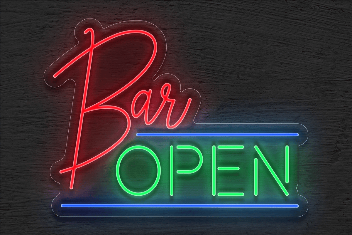 Multi-color &quot;Bar OPEN&quot; with Two Lines LED Neon Sign
