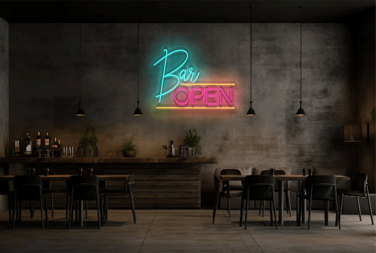 Multi-color &quot;Bar OPEN&quot; with Two Lines LED Neon Sign