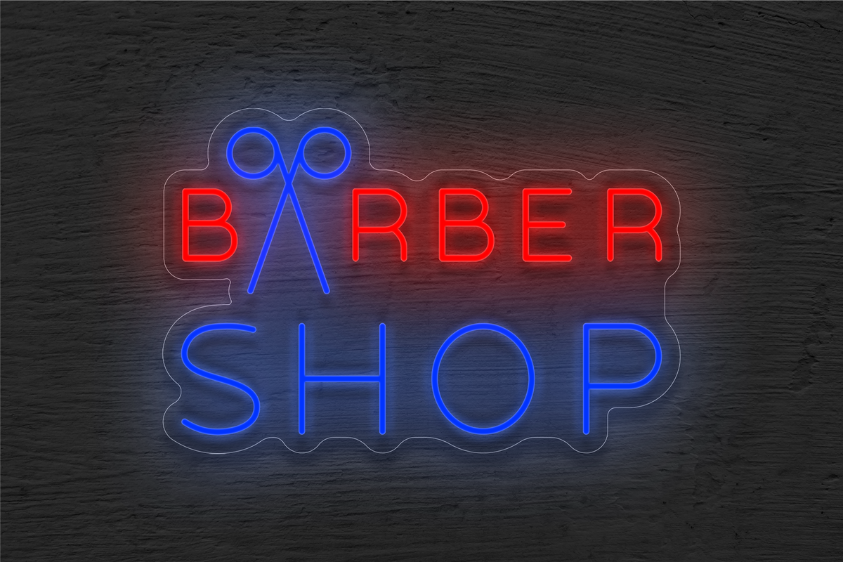 &quot;Barber Shop&quot; with Scissor LED Neon Sign