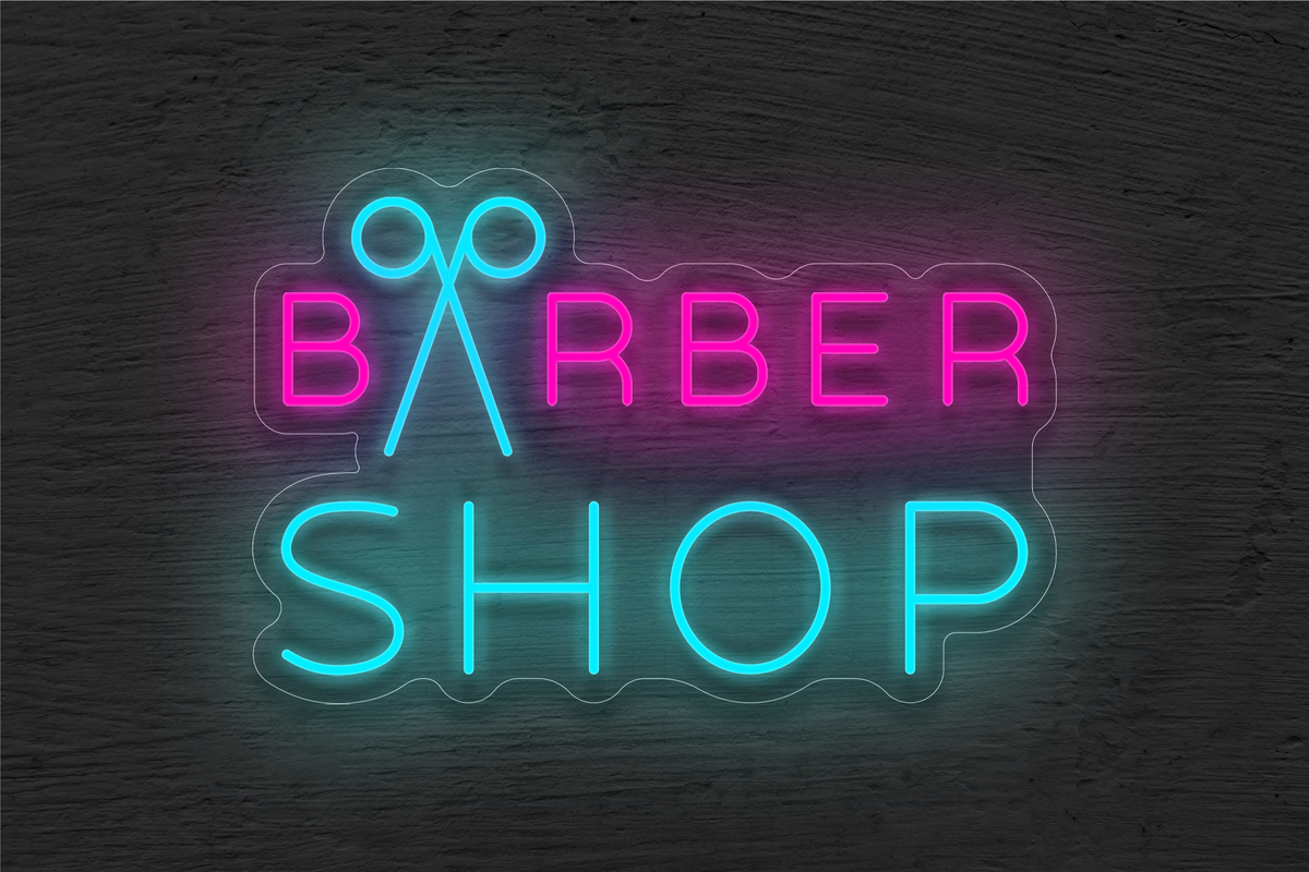 &quot;Barber Shop&quot; with Scissor LED Neon Sign