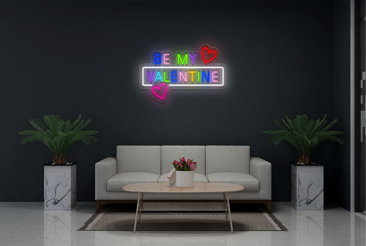 Colorful "Be My Valentine" with Hearts LED Neon Sign
