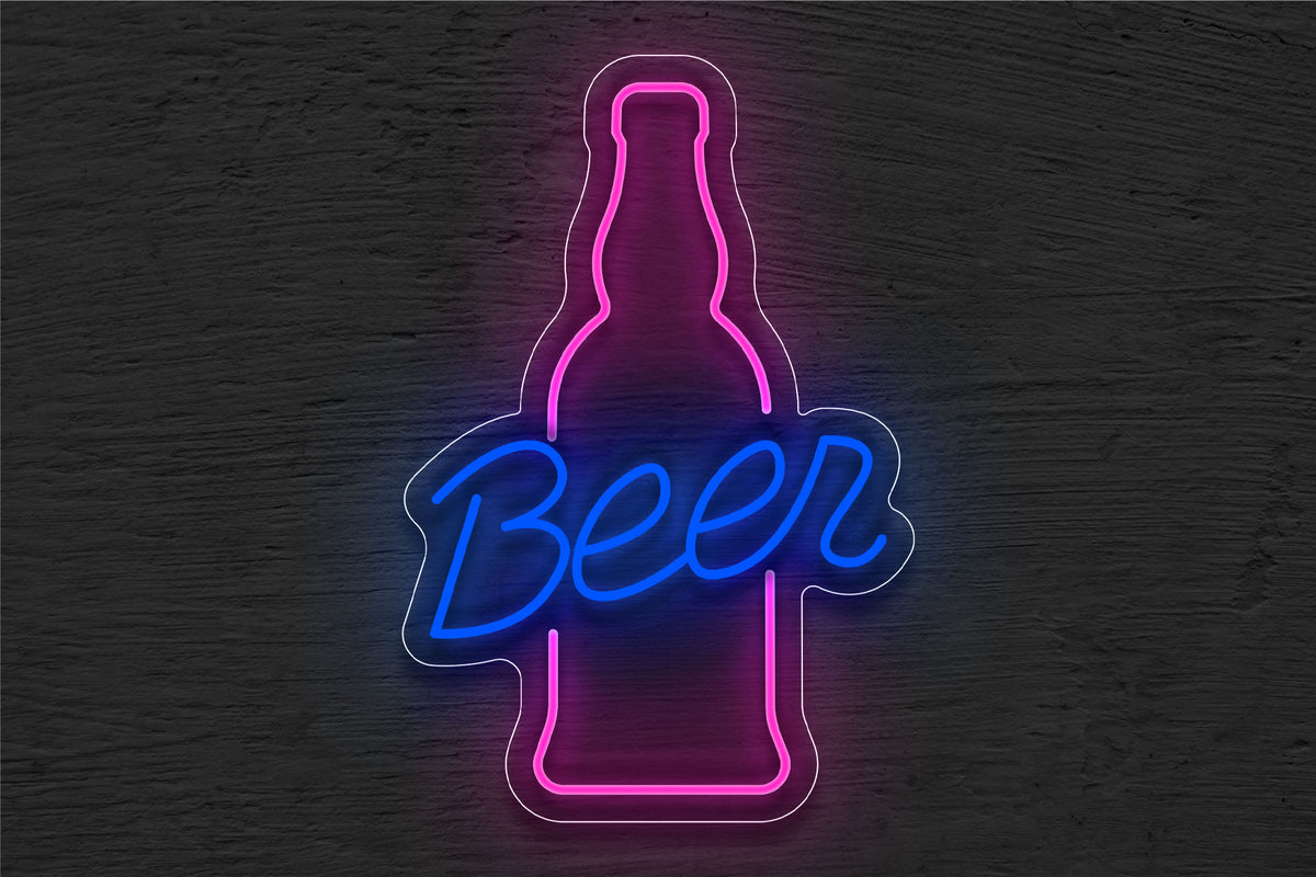 &quot;Beer&quot; with Bottle LED Neon Sign