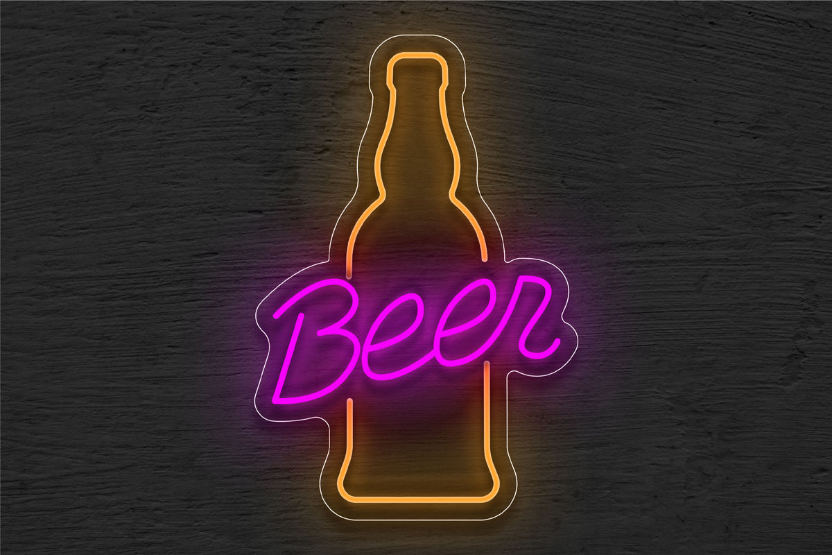 &quot;Beer&quot; with Bottle LED Neon Sign