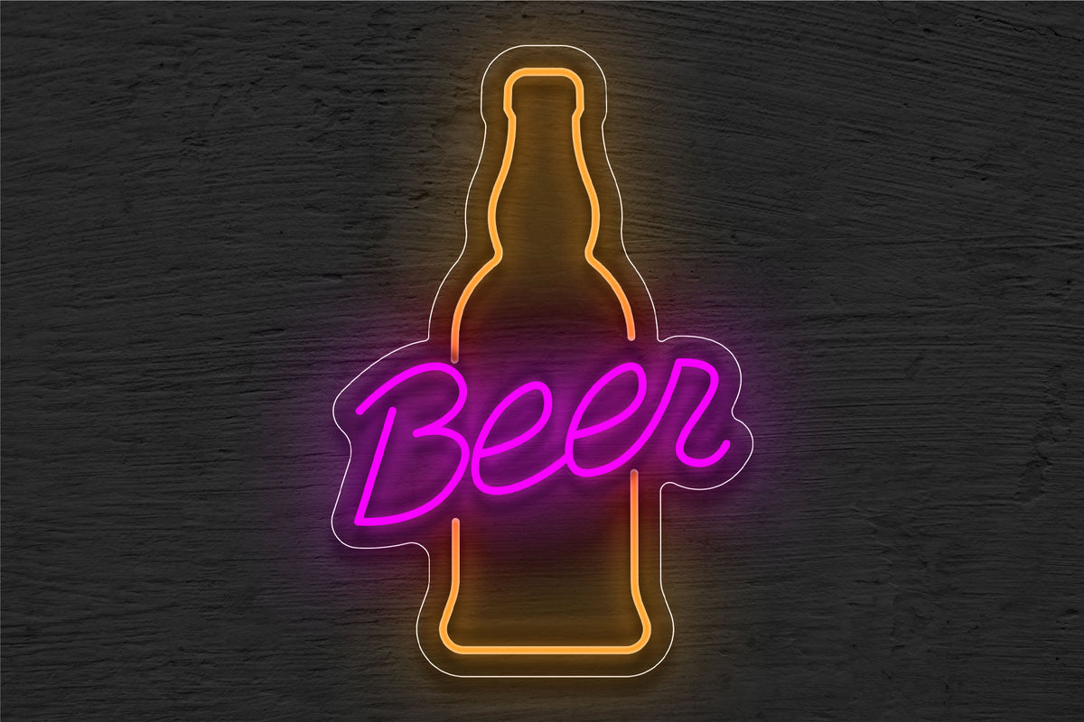 &quot;Beer&quot; with Bottle LED Neon Sign