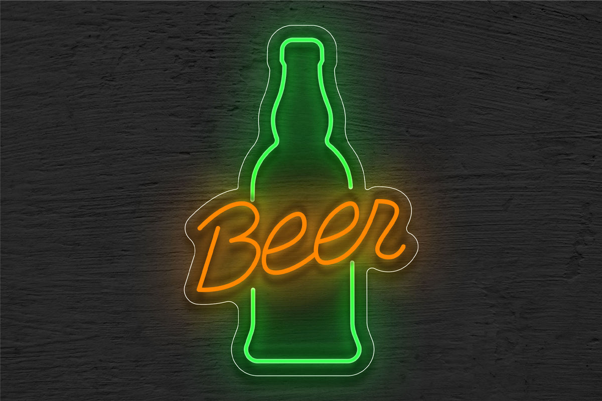 &quot;Beer&quot; with Bottle LED Neon Sign