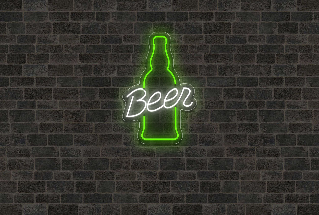 "Beer" with Bottle LED Neon Sign