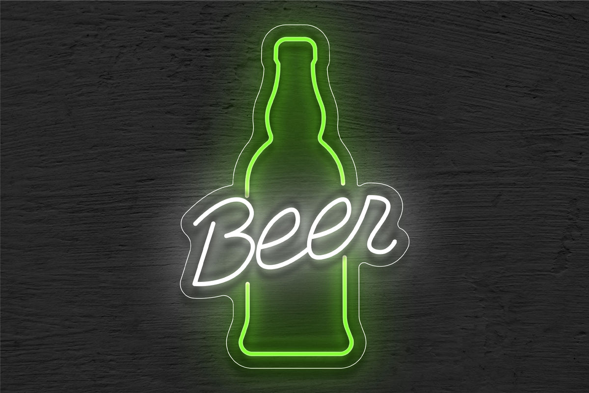 &quot;Beer&quot; with Bottle LED Neon Sign