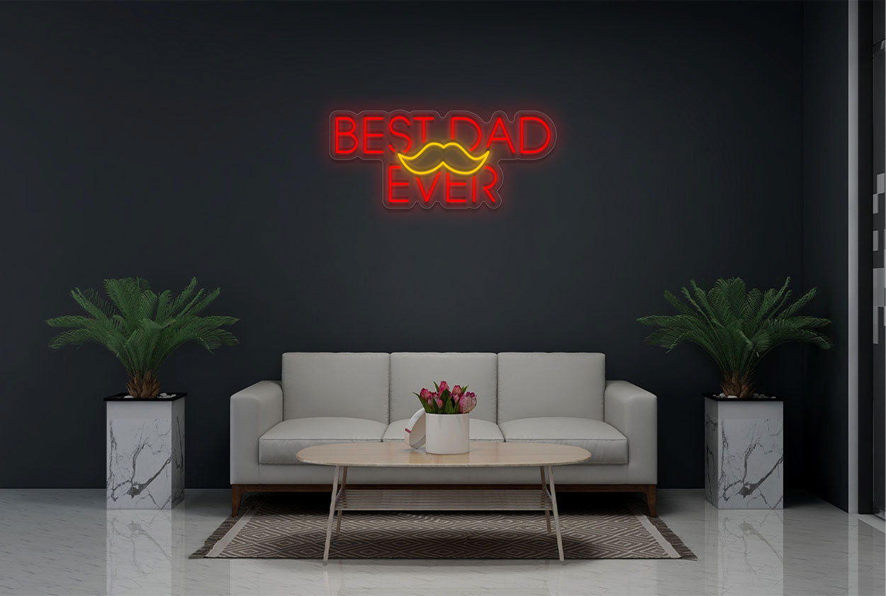 Best Dad Ever with Mustache LED Neon Sign