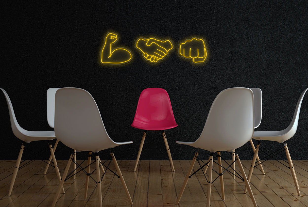Bicep, Handshake and Fist Emojis LED Neon Sign