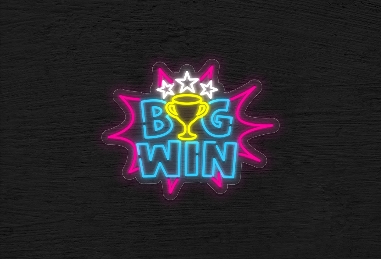 Big Win with Trophy and Callout Border LED Neon Sign