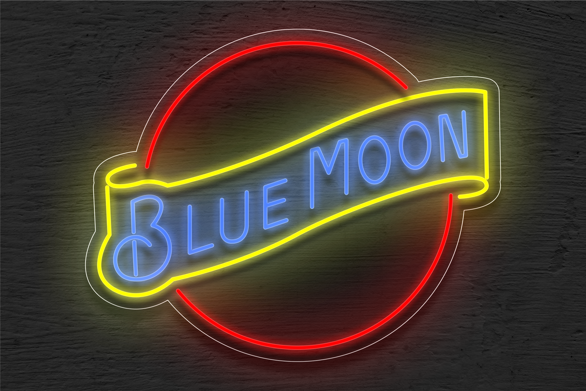&quot;Bluemoon&quot; with Circle Border LED Neon Sign