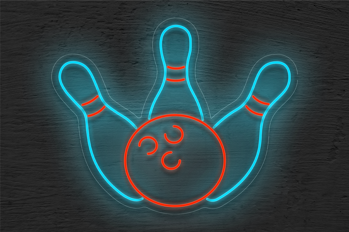 Bowling Ball and 3 Pins LED Neon Sign