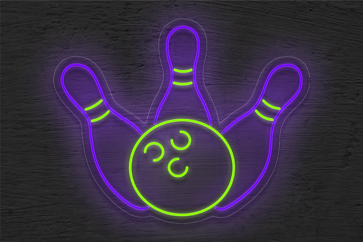 Bowling Ball and 3 Pins LED Neon Sign