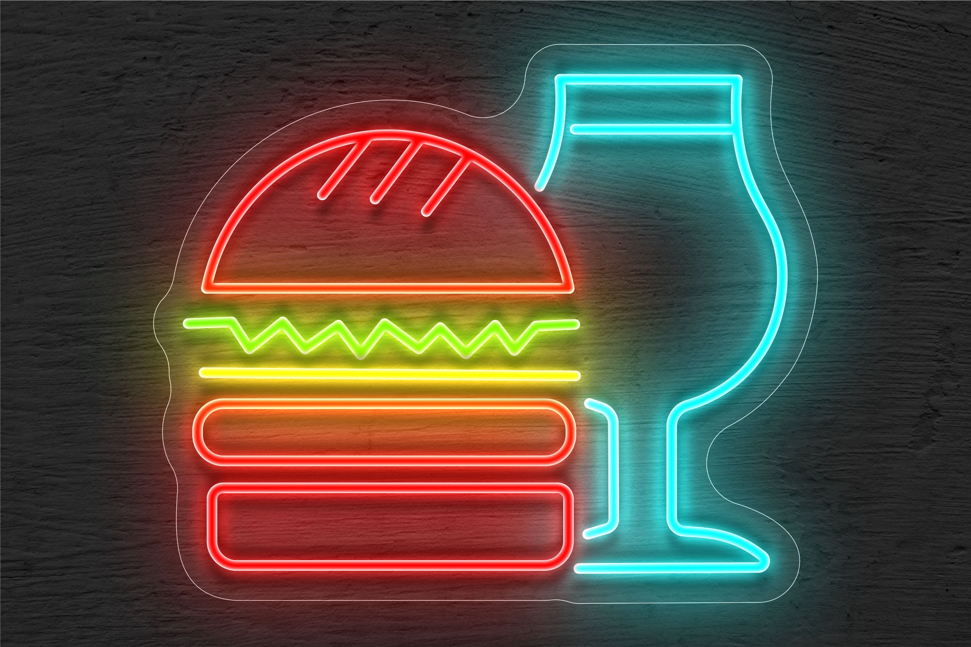 Multi-color Burger and Drinks LED Neon Sign