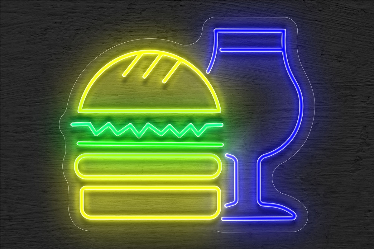 Multi-color Burger and Drinks LED Neon Sign