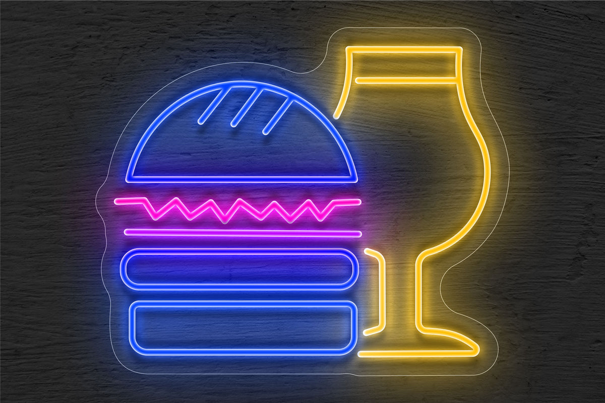 Multi-color Burger and Drinks LED Neon Sign