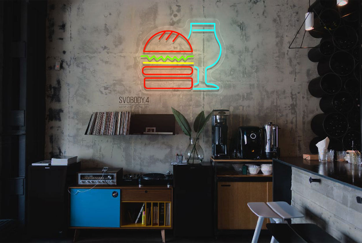 Multi-color Burger and Drinks LED Neon Sign