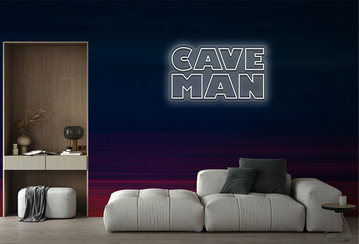 Outline Text Cave Man LED Neon Sign