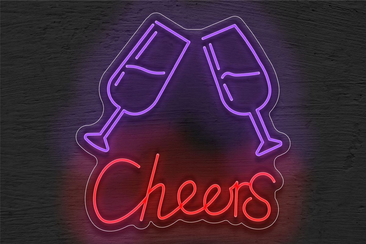 &quot;Cheers&quot; with 2 Glasses LED Neon Sign