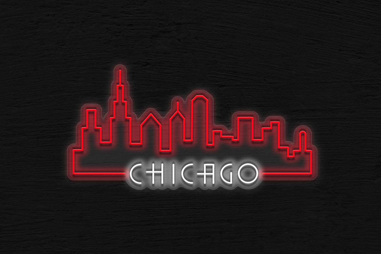 Chicago With Building LED Neon Sign