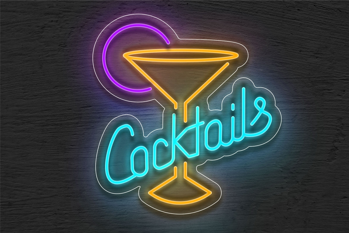 &quot;Cocktails&quot; with Martini Glass LED Neon Sign