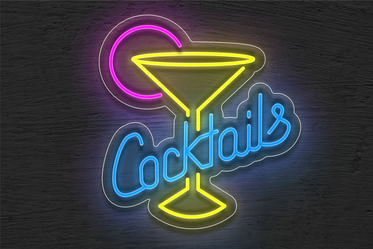 &quot;Cocktails&quot; with Martini Glass LED Neon Sign