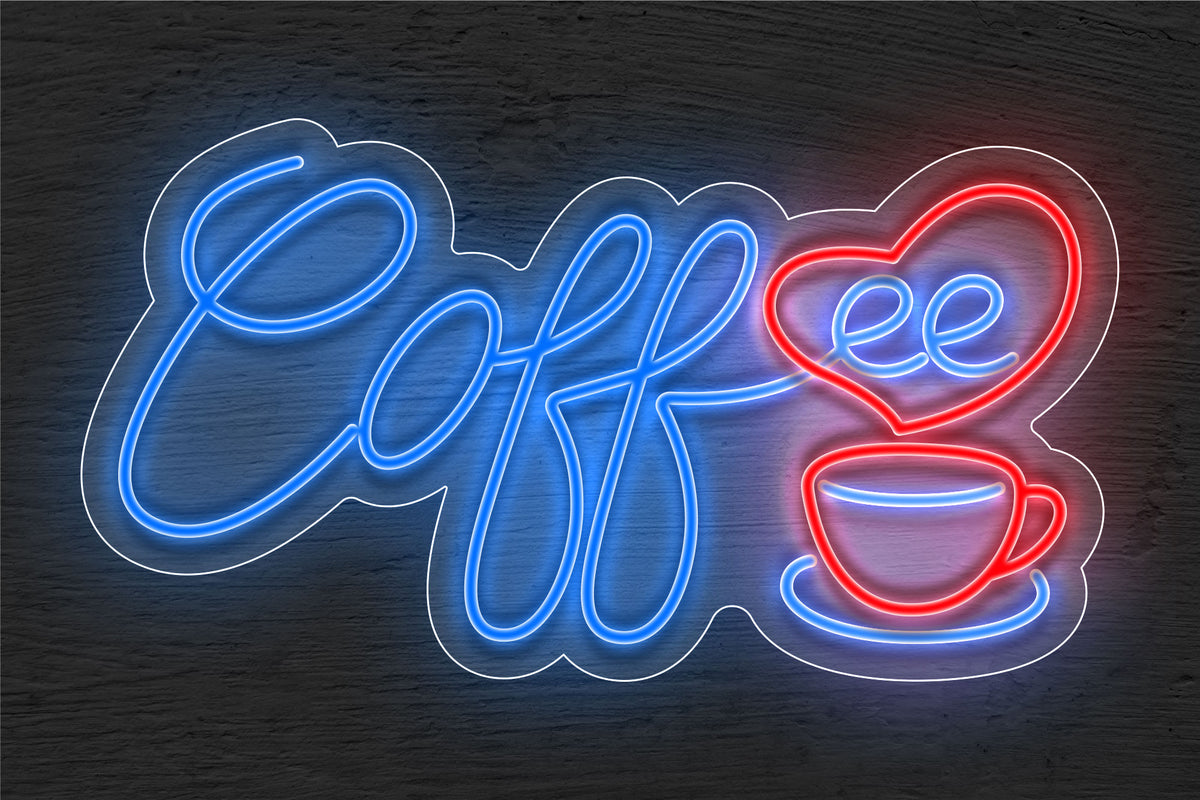 Coffee with a Heart LED Neon Sign