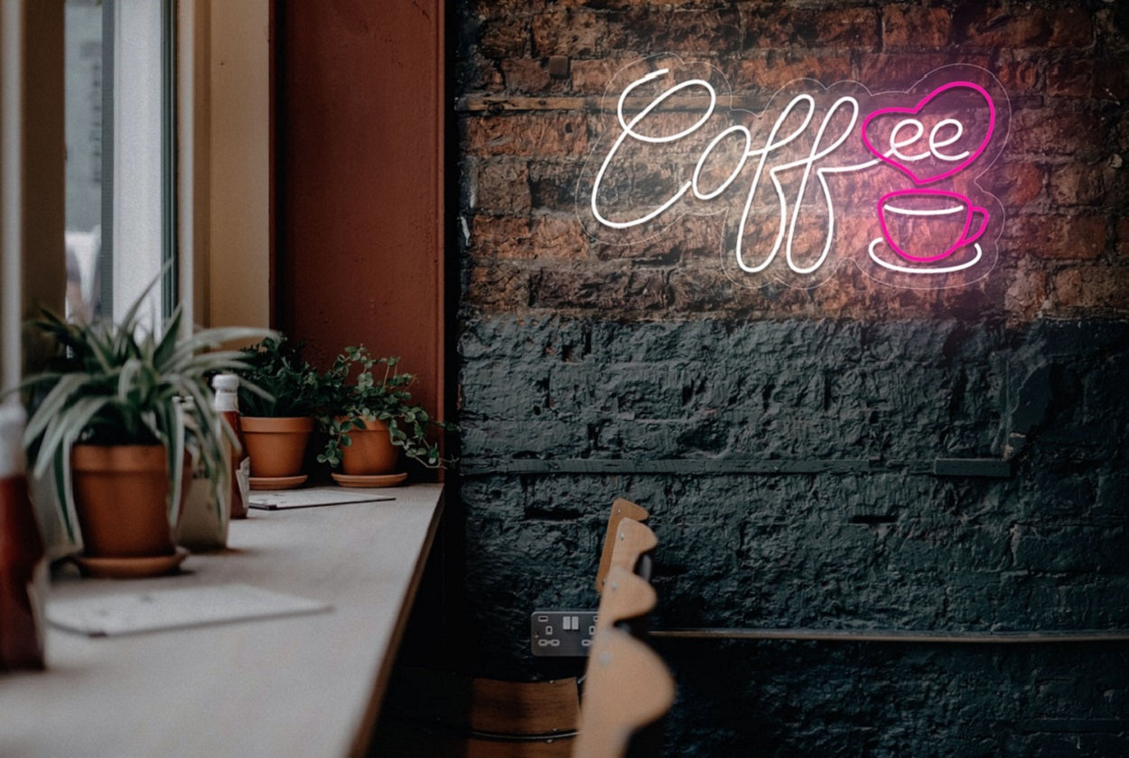 Coffee with a Heart LED Neon Sign