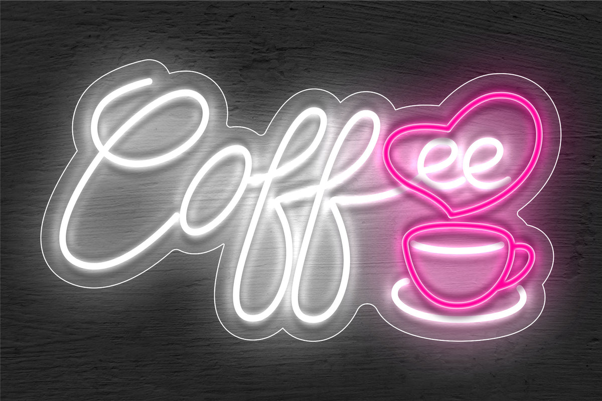 Coffee with a Heart LED Neon Sign