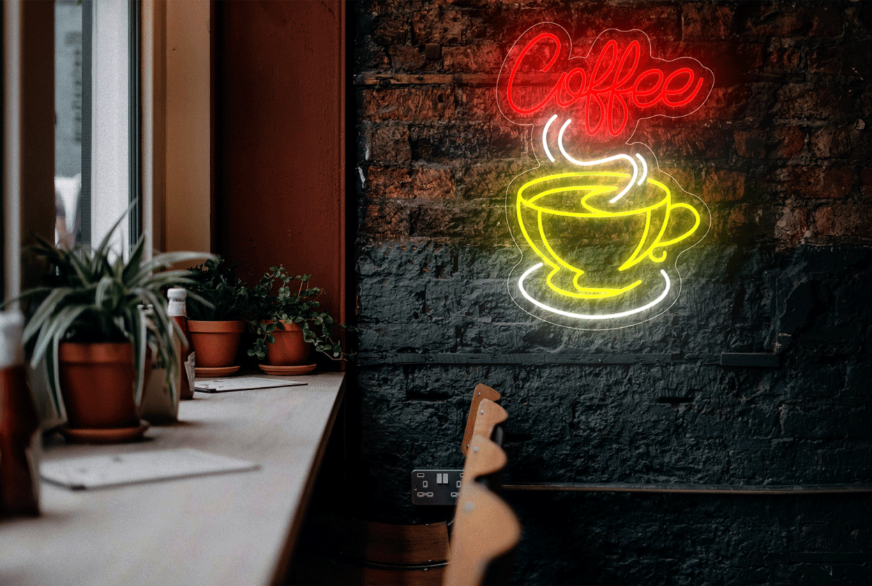 Coffee with Smoking Cup LED Neon Sign