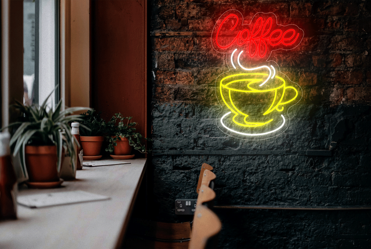 "Coffee" with Smoking Cup LED Neon Sign