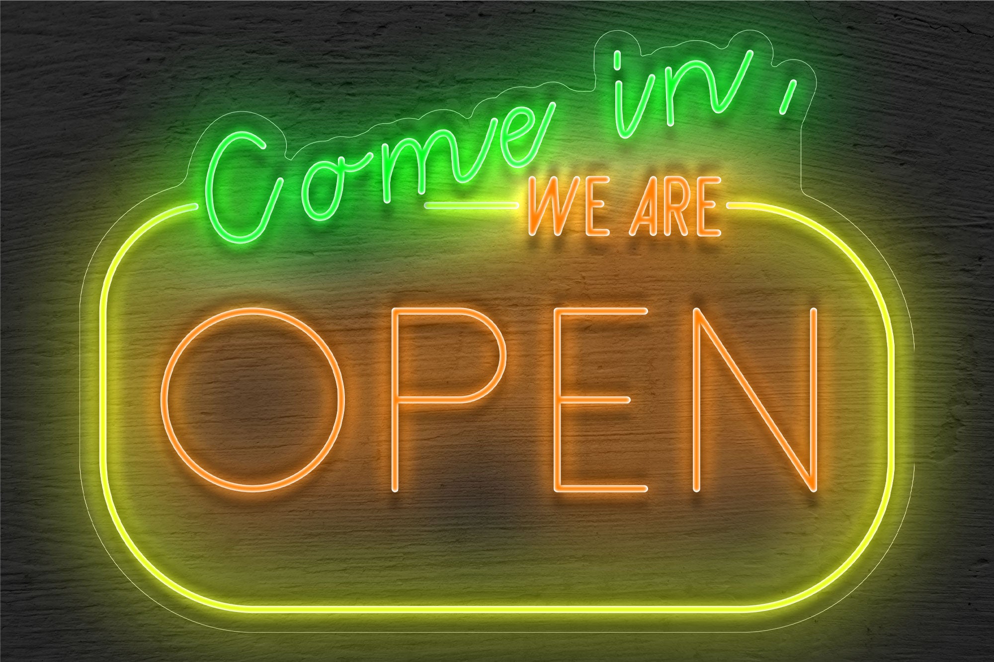 Multi-color "Come in WE ARE OPEN" LED Neon Sign