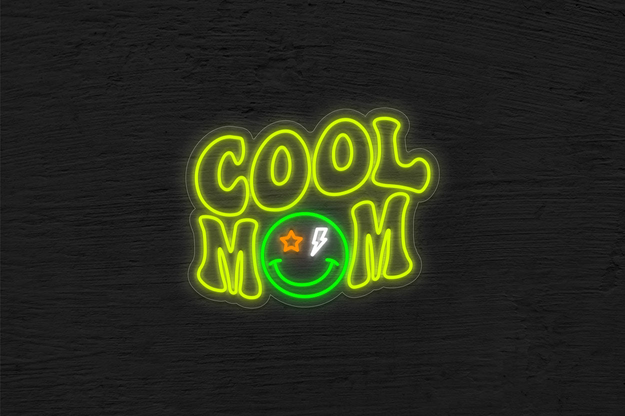 "Cool Mom" with Smiley LED Neon Sign