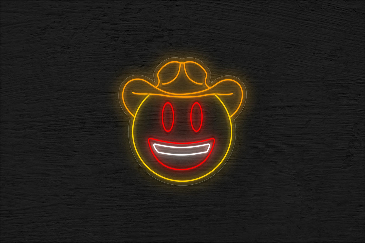 Cowboy Hat Face Emoji LED Neon Sign