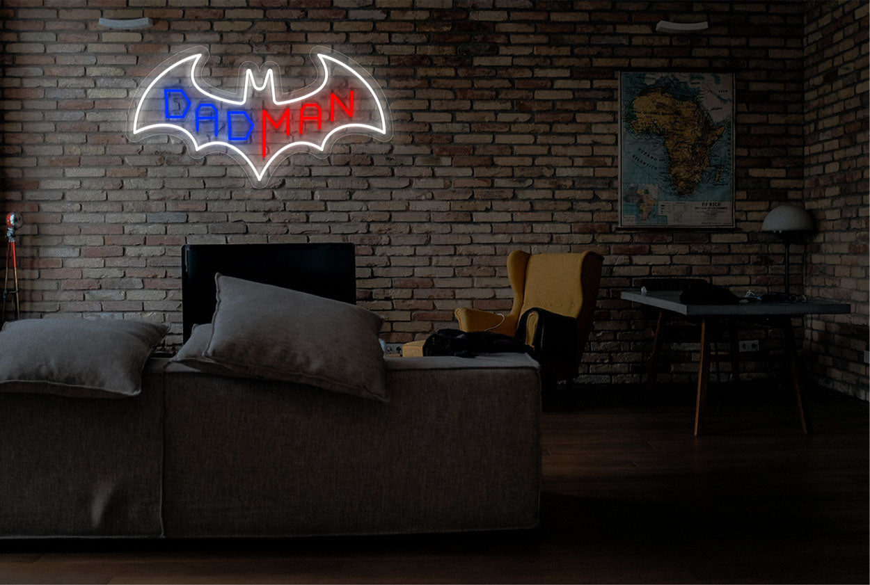 "Dadman" inside Batman Logo LED Neon Sign