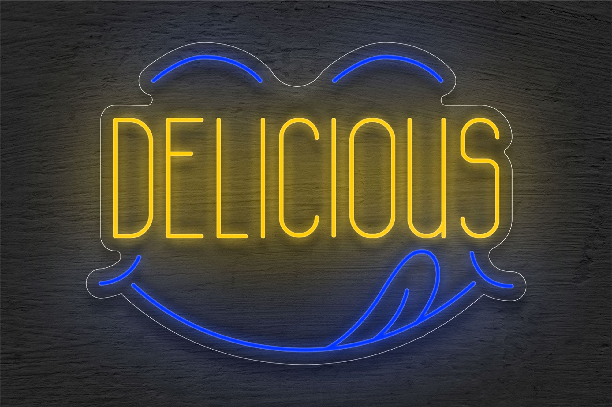 "Delicious" with Border LED Neon Sign