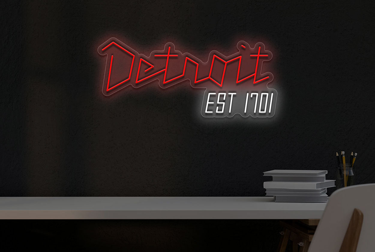 Detroit Est 1701 LED Neon Sign