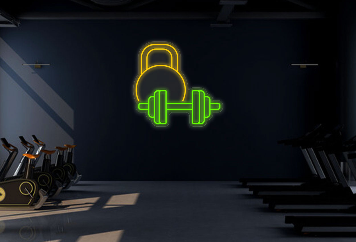 Dumbbell And Kettle LED Neon Sign