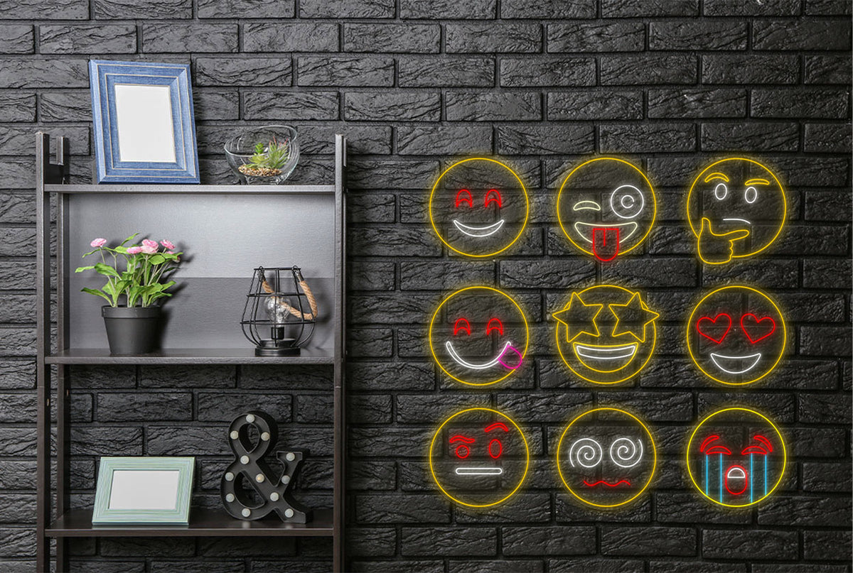 Silly Faced Emoji LED Neon Sign