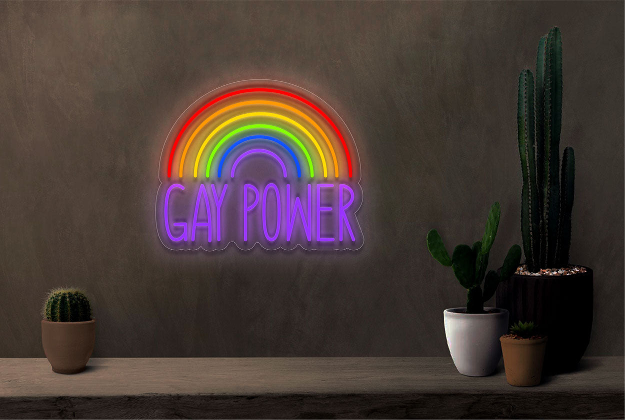 Gay Power with Rainbow LED Neon Sign