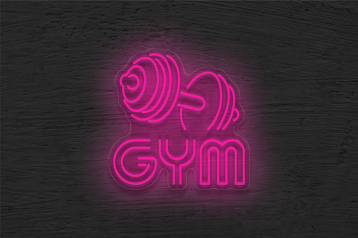 &quot;GYM&quot; Barbell Logo LED Neon Sign